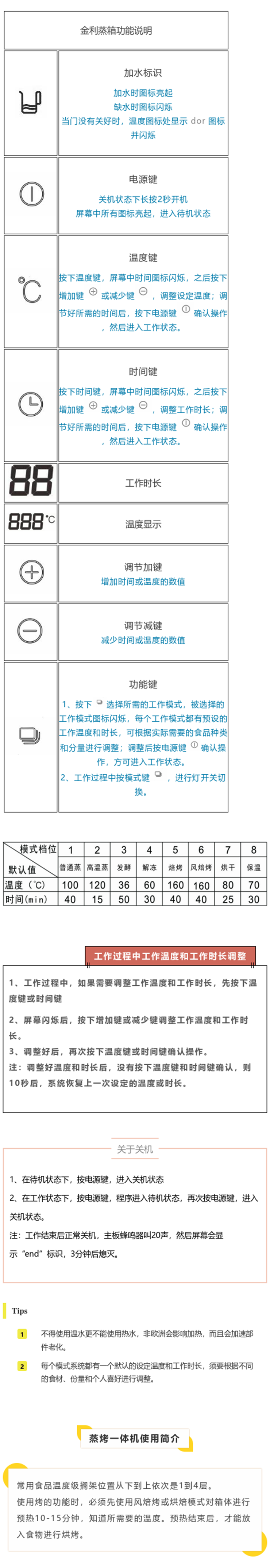 金利集成灶蒸烤一體使用說明